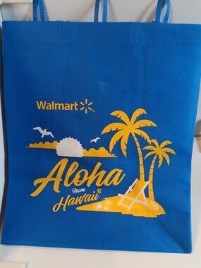 Walmart Hawaii Aloha Reusable Shopping Tote Bag Blue Maui Souvenir Collectible